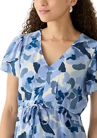 Petite Challis Short Sleeve Midi Dress