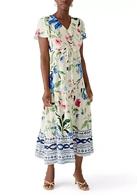 Petite Challis Short Sleeve Midi Dress
