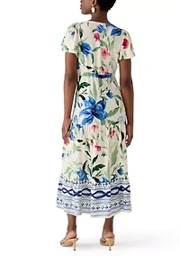 Petite Challis Short Sleeve Midi Dress