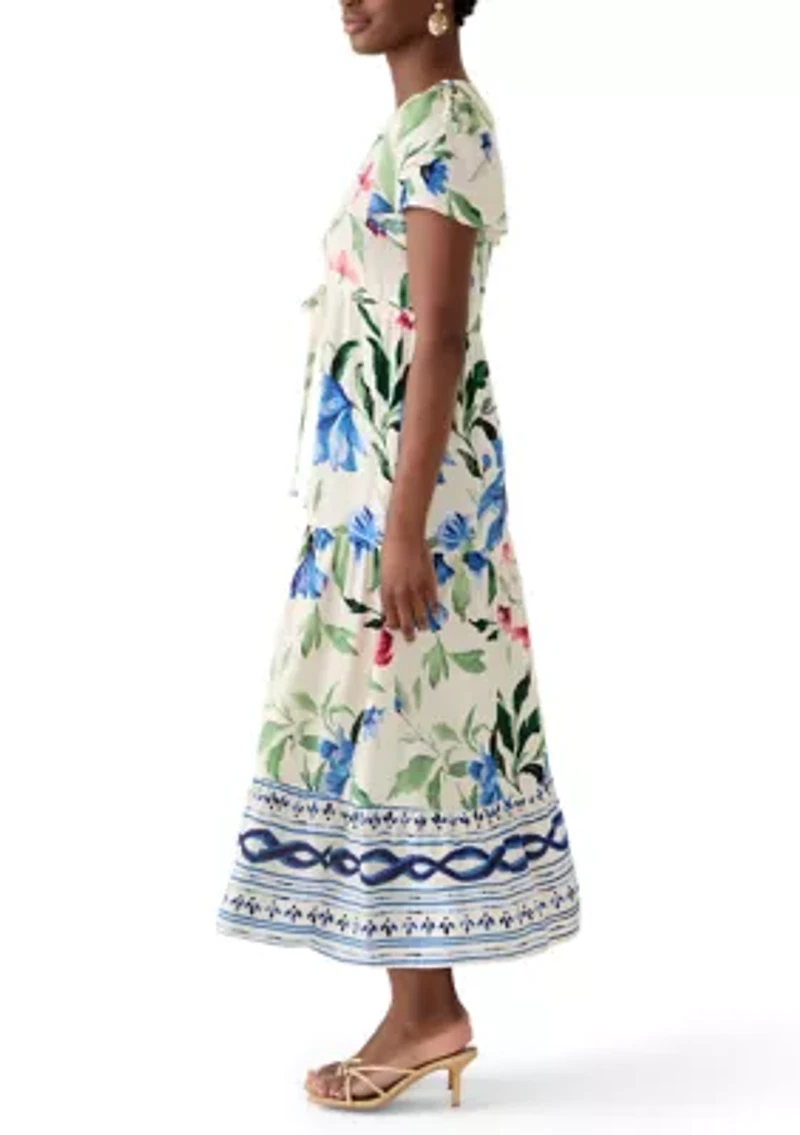 Petite Challis Short Sleeve Midi Dress