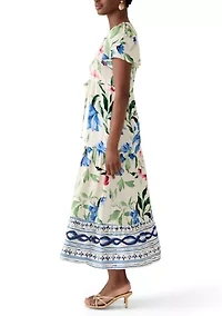 Petite Challis Short Sleeve Midi Dress