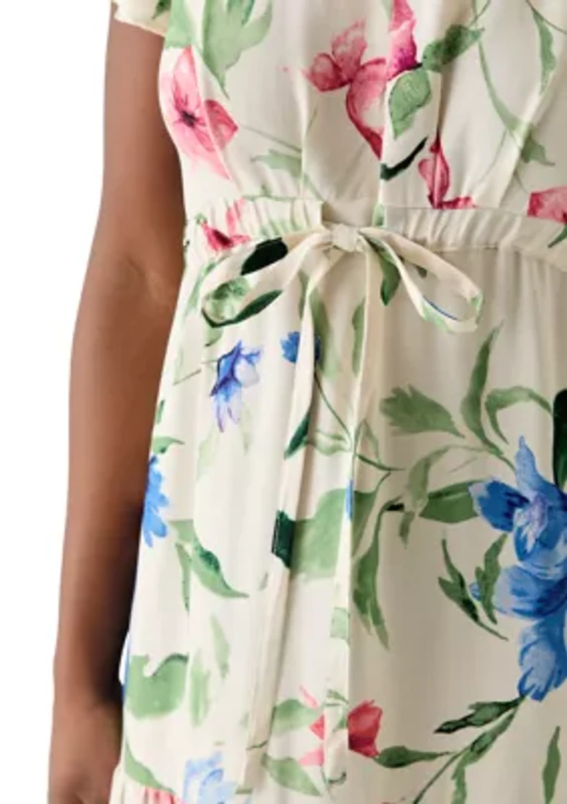 Petite Challis Short Sleeve Midi Dress