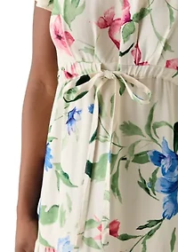 Petite Challis Short Sleeve Midi Dress