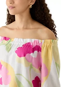 Petite Printed Off the Shoulder Fashion Top