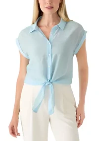 Petite Tie Front Top