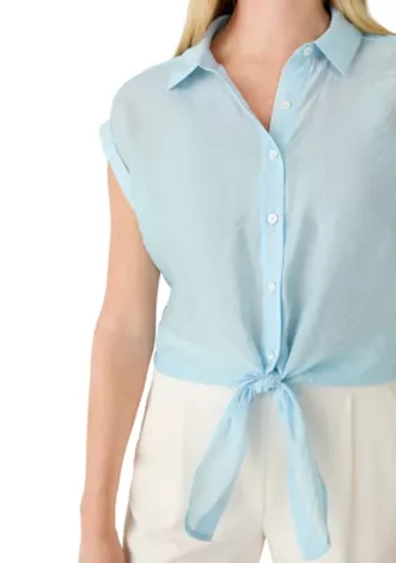 Petite Tie Front Top