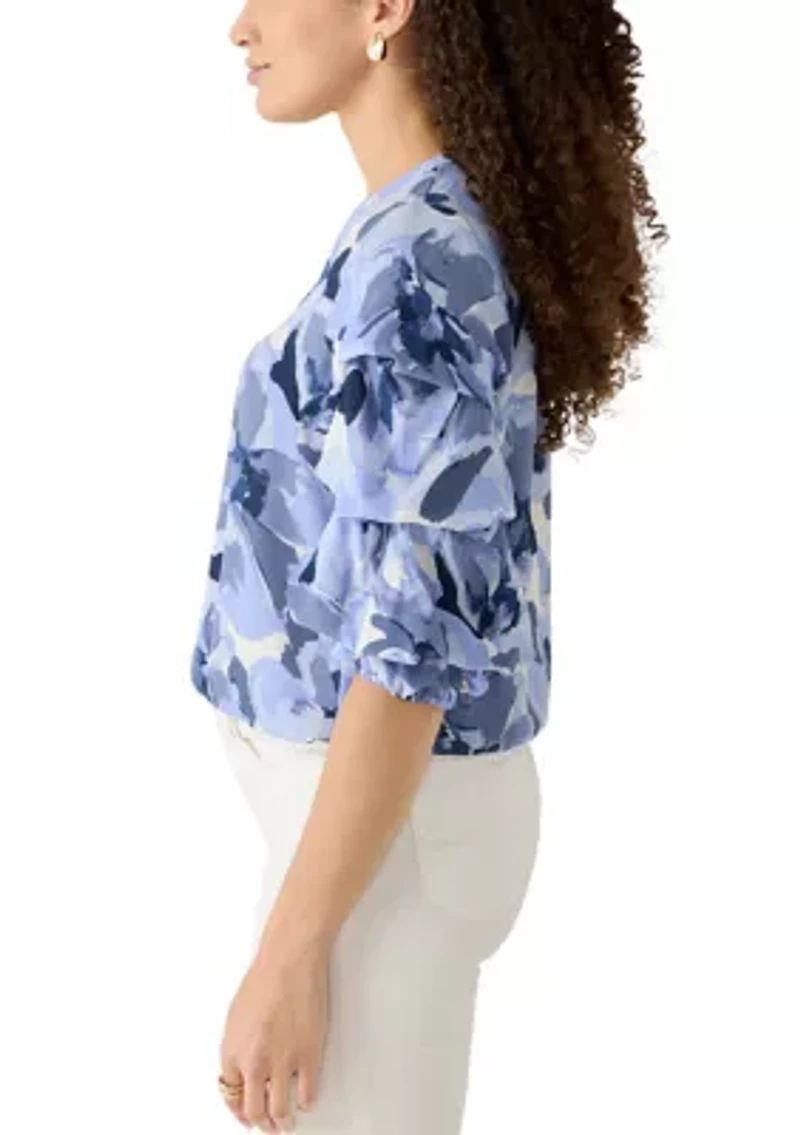 Petite V-Neck Cha Sleeve Blouse