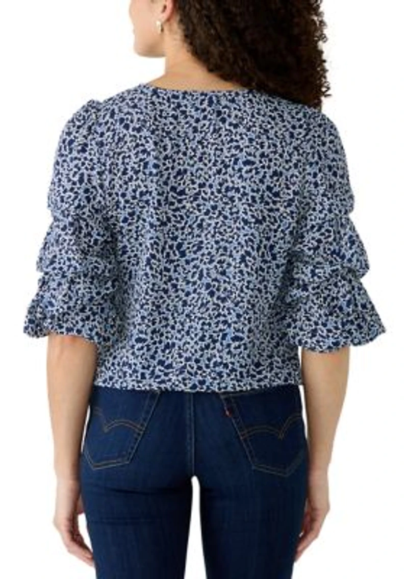 Petite V-Neck Cha Sleeve Blouse