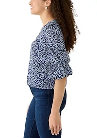 Petite V-Neck Cha Sleeve Blouse
