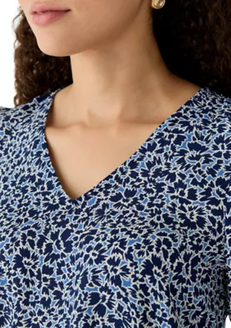 Petite V-Neck Cha Sleeve Blouse
