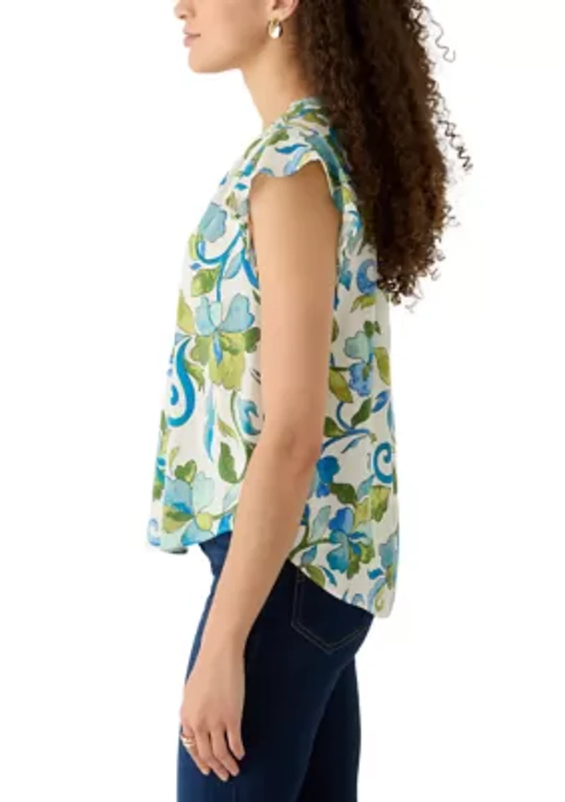 Petite V-Neck Flutter Blouse