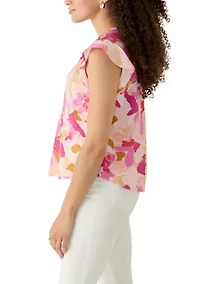 Petite V-Neck Flutter Blouse