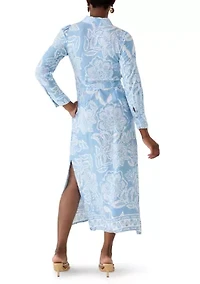 Petite Challis 3/4 Sleeve Midi Dress