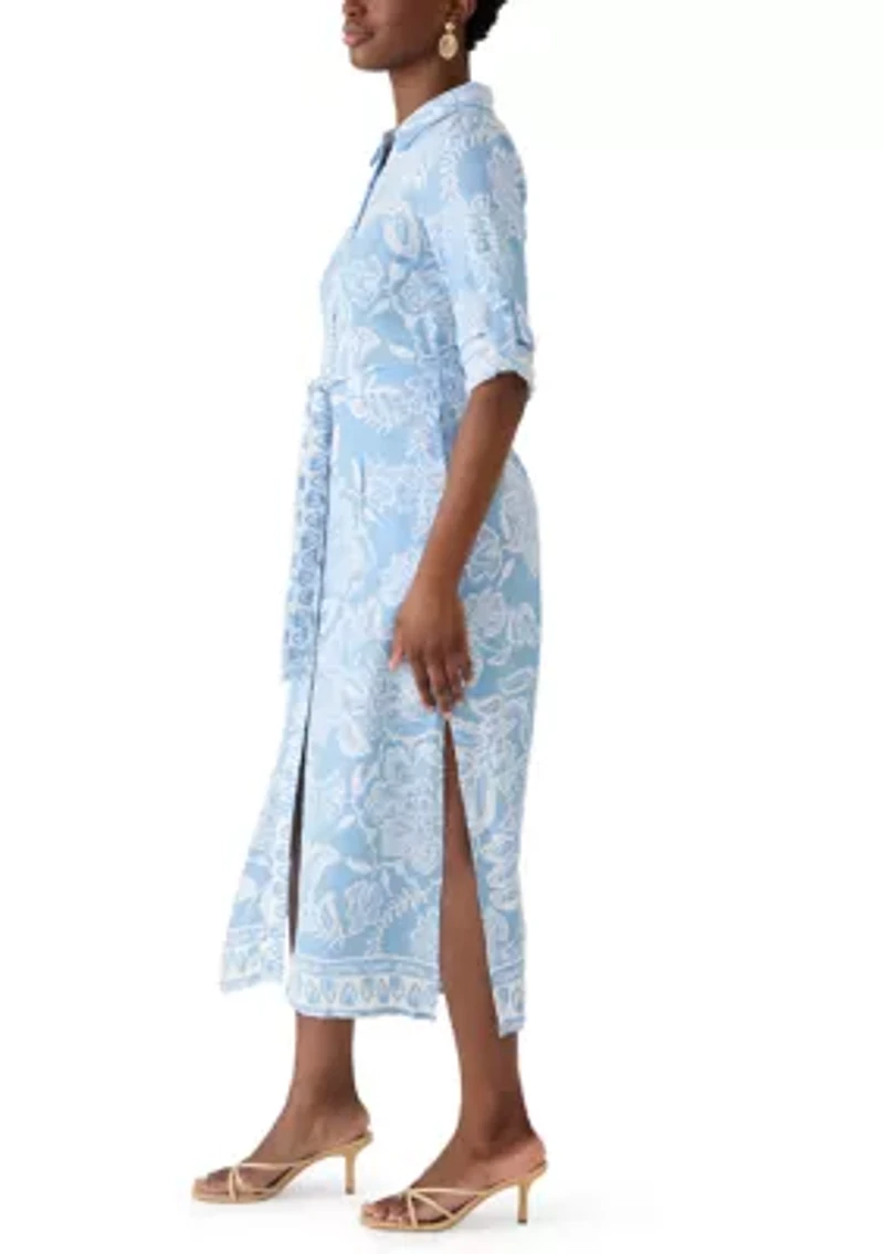 Petite Challis 3/4 Sleeve Midi Dress