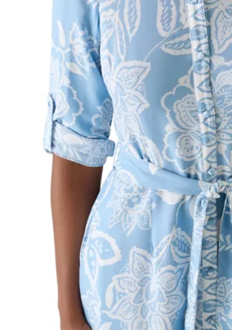 Petite Challis 3/4 Sleeve Midi Dress