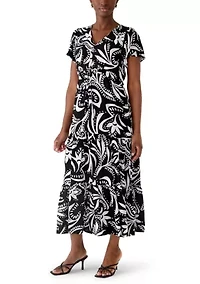 Petite Challis Short Sleeve Midi Dress