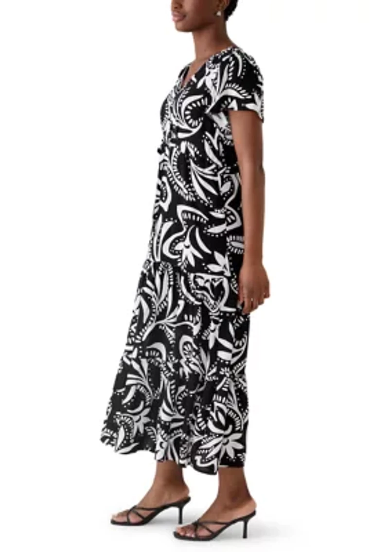 Petite Challis Short Sleeve Midi Dress