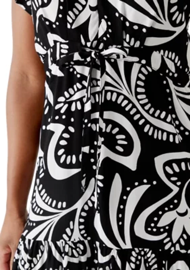 Petite Challis Short Sleeve Midi Dress