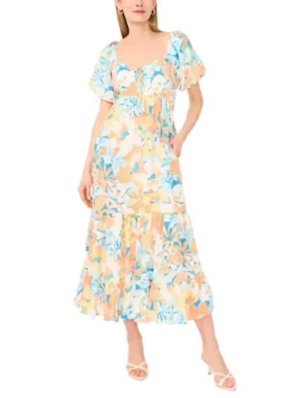 Petite Challis Sweetheart Midi Dress