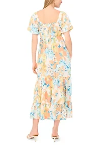 Petite Challis Sweetheart Midi Dress