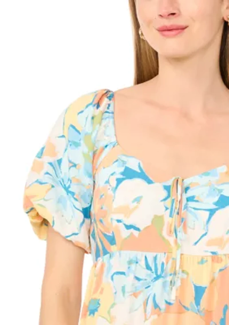 Petite Challis Sweetheart Midi Dress