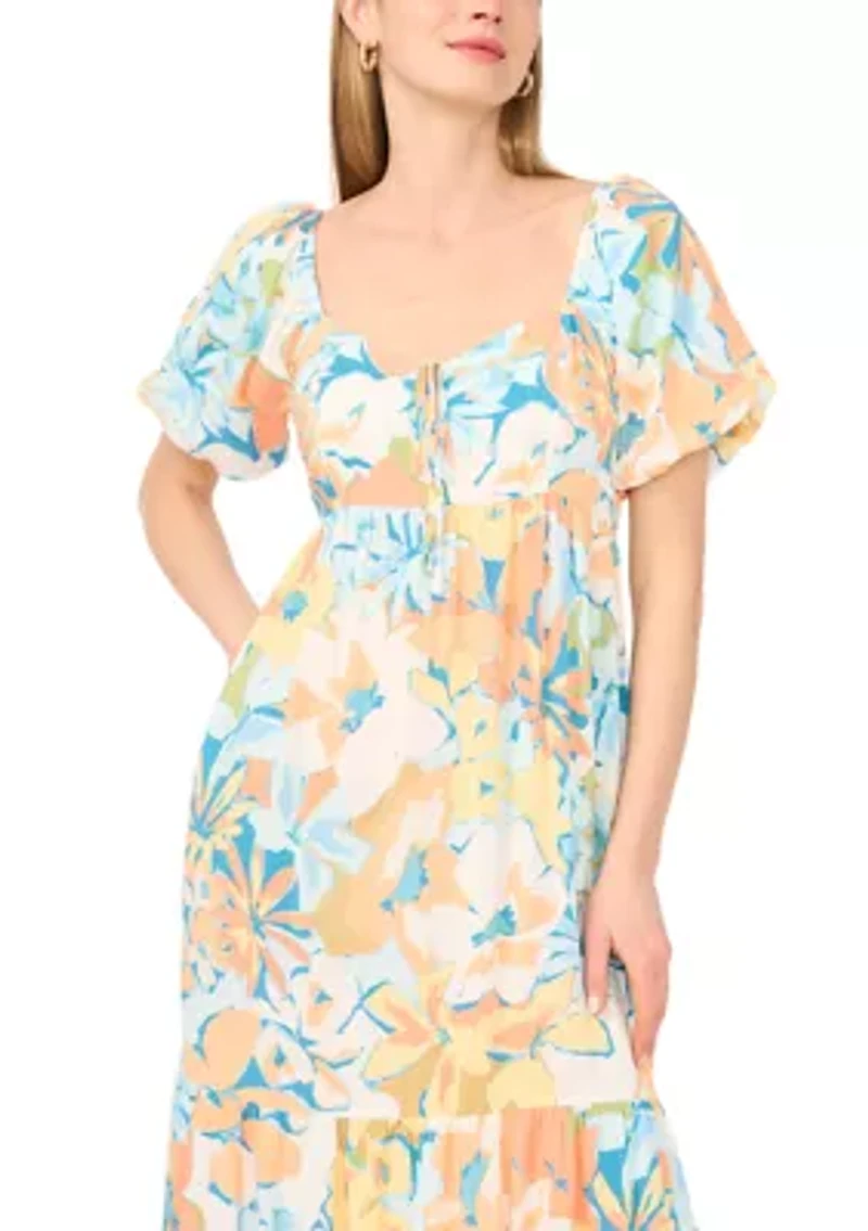Petite Challis Sweetheart Midi Dress