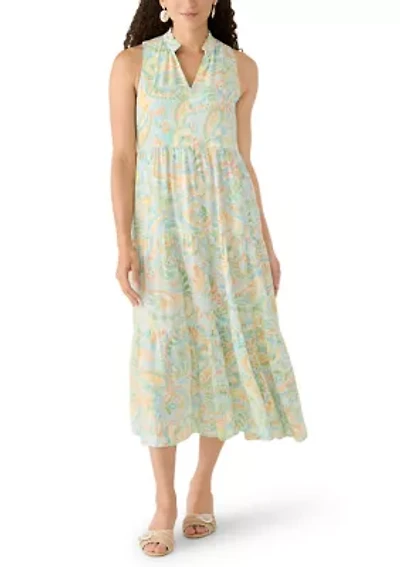 Petite Sol Split Neck Midi Dress