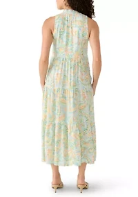 Petite Sol Split Neck Midi Dress