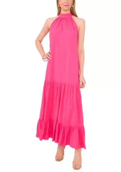 Petite Halter Neck Tiered Maxi Dress