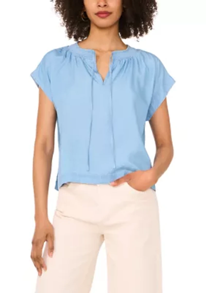 Petite Peasant Blouse with Shirring