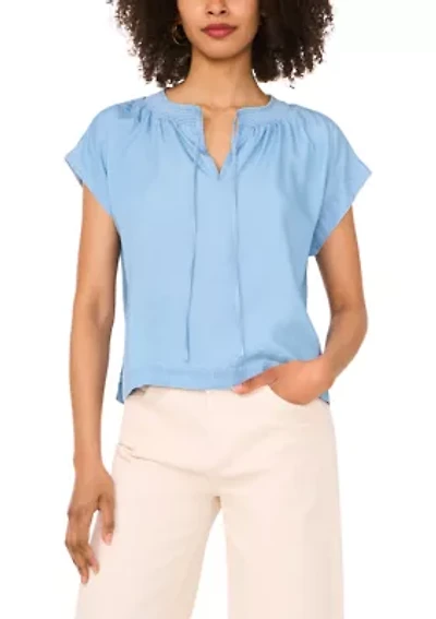 Petite Peasant Blouse with Shirring