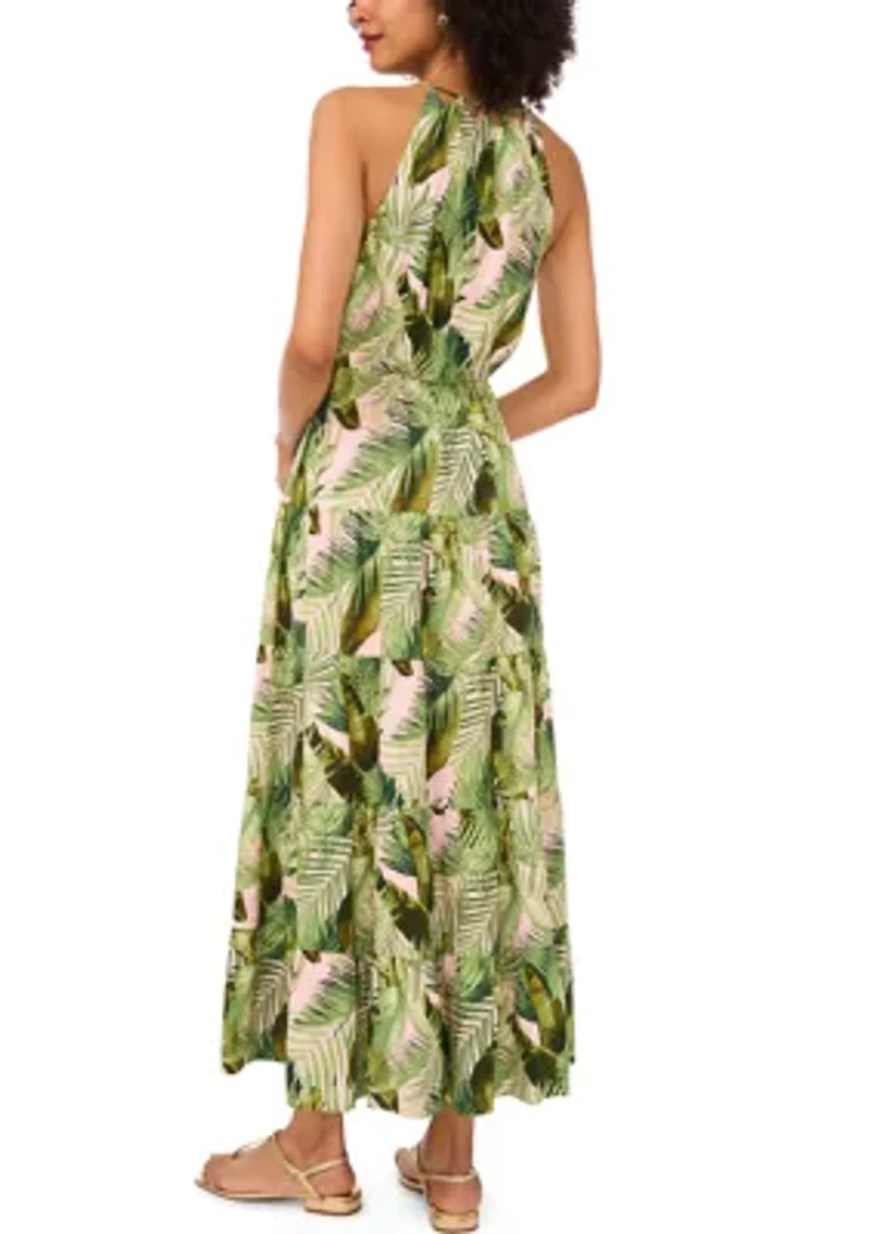 Petite Tropical Halter Maxi Dress