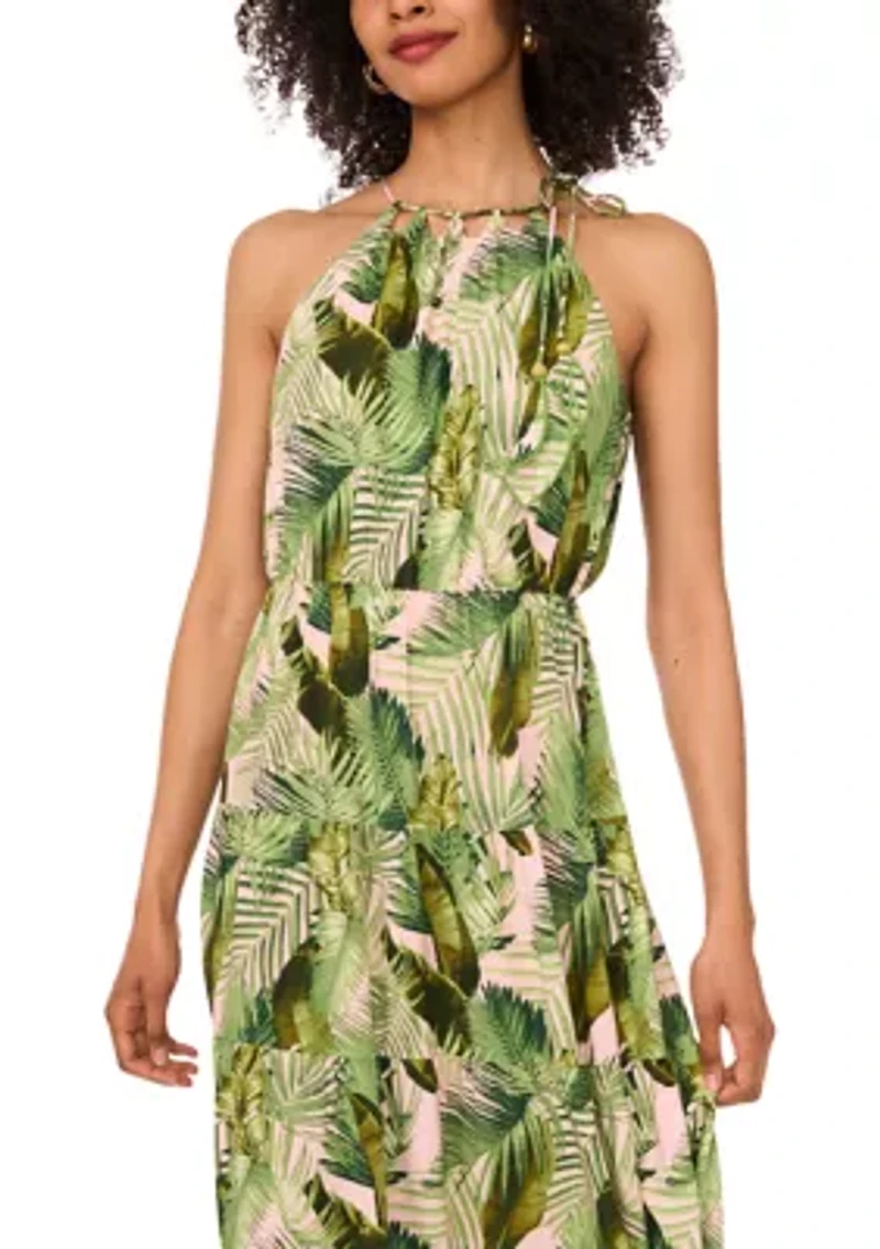 Petite Tropical Halter Maxi Dress