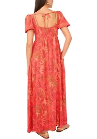 Petite Puff Sleeve Square Neck Maxi Dress