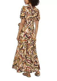 Petite Puff Sleeve Button Down Maxi Dress