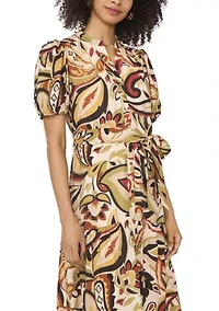 Petite Puff Sleeve Button Down Maxi Dress