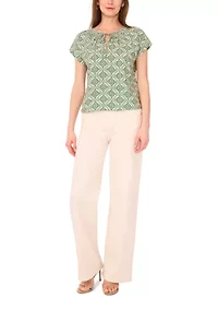 Petite Printed Peasant Blouse