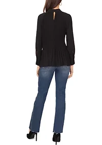 Petite Solid Pleated Blouse