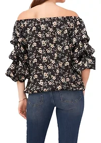 Petite Off the Shoulder Floral Printed Top