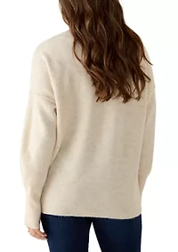 Petite Oatmeal All Over Star Sweater