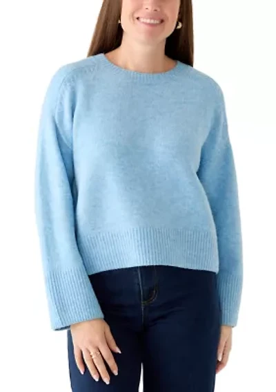 Plus Bell Sleeve Crew Neck Cozy Sweater