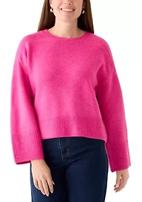 Plus Bell Sleeve Crew Neck Cozy Sweater