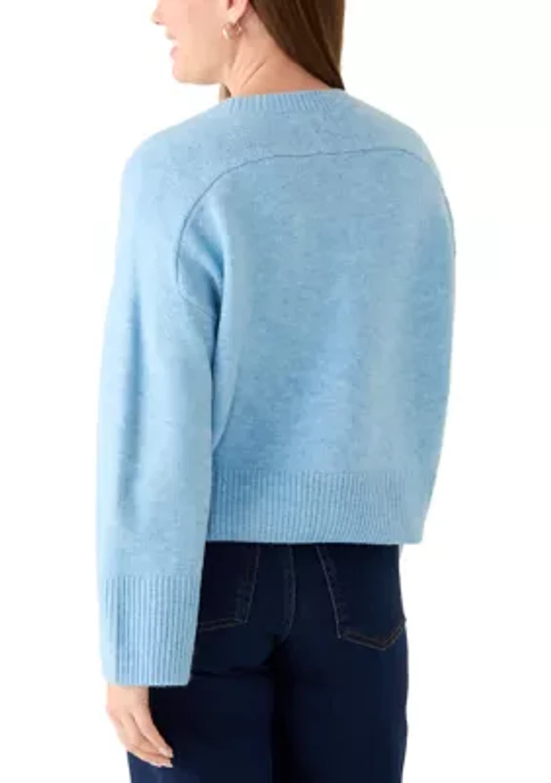 Plus Bell Sleeve Crew Neck Cozy Sweater