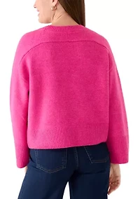 Plus Bell Sleeve Crew Neck Cozy Sweater