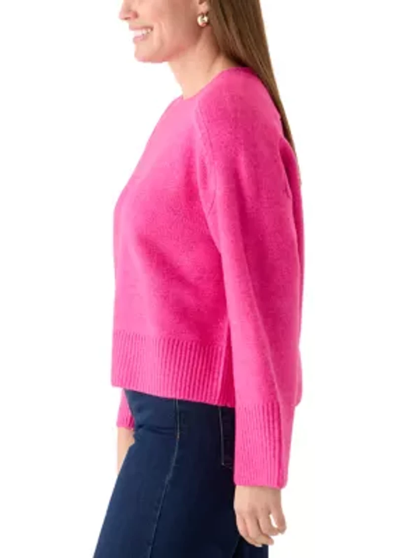 Plus Bell Sleeve Crew Neck Cozy Sweater