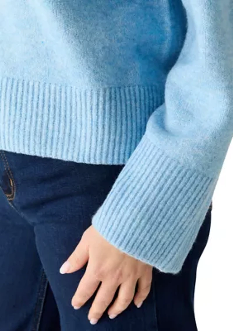 Plus Bell Sleeve Crew Neck Cozy Sweater