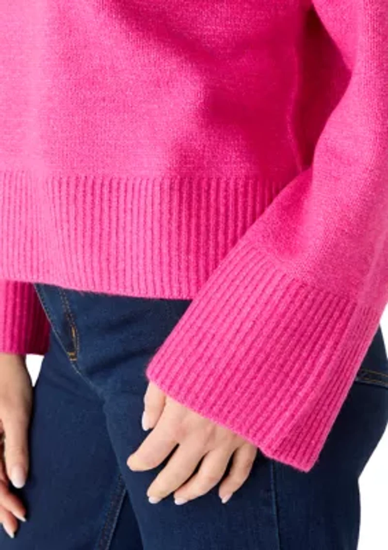 Plus Bell Sleeve Crew Neck Cozy Sweater