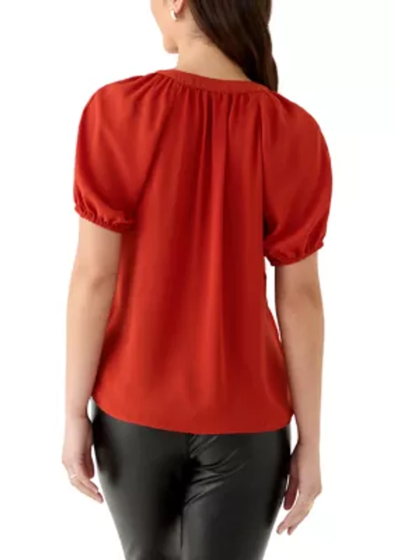 Petite 3/4 Sleeve Button Down Top