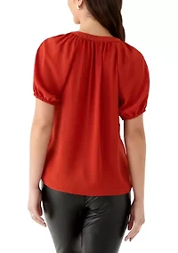 Petite 3/4 Sleeve Button Down Top