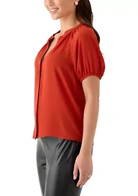 Petite 3/4 Sleeve Button Down Top